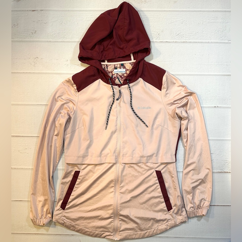 Columbia Women's M Sandy Trail Full‎ Zip Athletic Hoodie Peach Blush Maroon